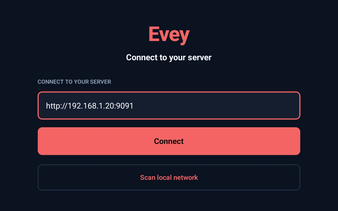 The Android TV app asking for the server address