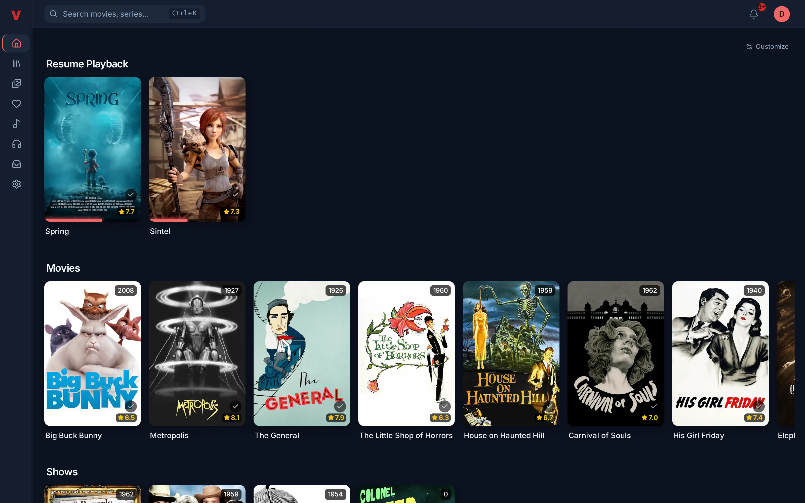 The home page
